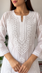 Women's Lucknowi Handcrafted Modal Cotton Chikankari Kurti- HONC0392420