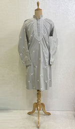 Load image into Gallery viewer, Men&#39;s Lucknowi Handcrafted Cotton Chikankari Kurta -  HONC0115508
