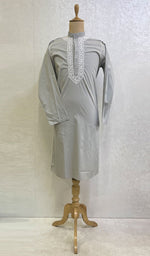 将图像加载到图库查看器中， Men&#39;s Lucknowi Handcrafted Cotton Chikankari Kurta - HONC0115447
