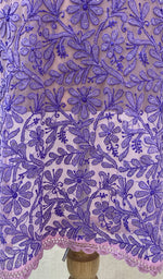 Load image into Gallery viewer, Women&#39;s Lakhnavi Handcrafted Purple Faux-Georgette Chikankari Kurti - NC065809