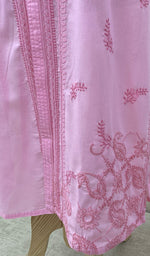 将图像加载到图库查看器中， Lucknowi 手工制作的浅粉色棉质 Chikankari Kurti - NC068816