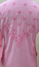 Load image into Gallery viewer, Women&#39;s Lucknowi Handcrafted Baby Pink Cotton Chikankari Kurti - NC068818