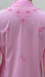 Load image into Gallery viewer, Women&#39;s Lucknowi Handcrafted Baby Pink Cotton Chikankari Kurti - NC068822