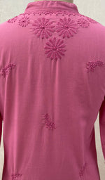 Load image into Gallery viewer, Women&#39;s Lucknowi Handcrafted Dark Pink Cotton Chikankari Kurti - NC068855
