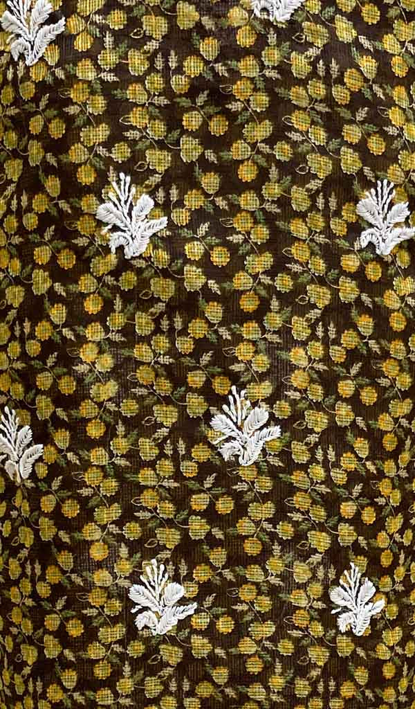 Women's Lucknowi Handcrafted Printed Kota Cotton Chikankari Unstitched Kurti Fabric - Honc018878