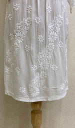 将图像加载到图库查看器中， Women&#39;s Lakhnavi Handcrafted White Modal Cotton Chikankari Dress - HONC025406
