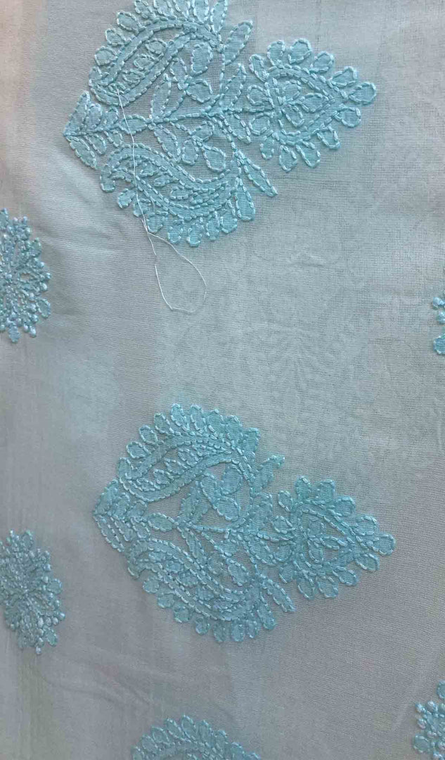 Lakhnavi 手工棉质 Chikankari Dupatta - HONC018914
