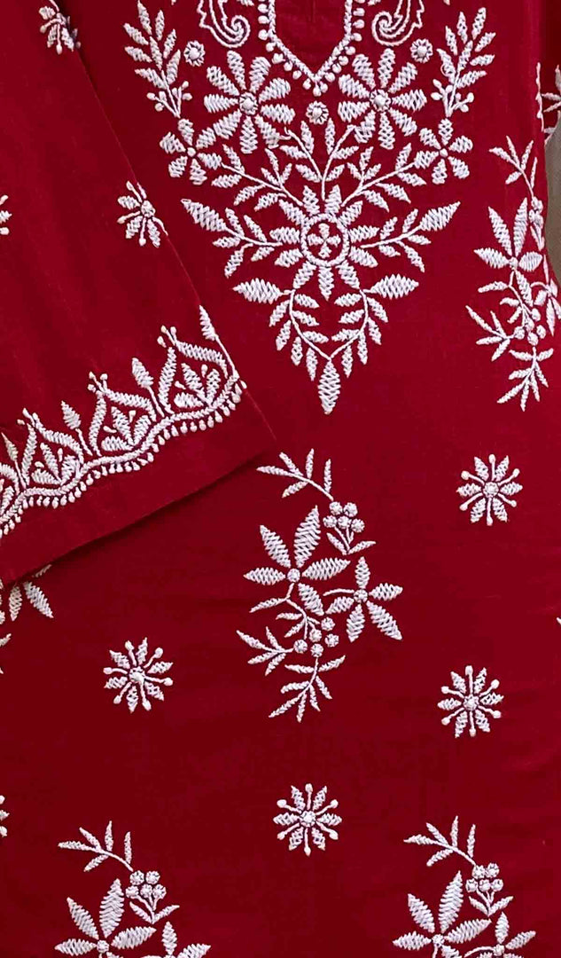 Women's Lucknowi Handcrafted Cotton Chikankari Kurti - HONC020819
