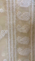 将图像加载到图库查看器中， Lucknowi 手工制作的人造乔其纱 Chikankari Dupatta - HONC026794
