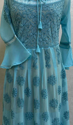 将图像加载到图库查看器中， Aidah Women&#39;s Lakhnavi Handcrafted Faux-Georgette Chikankari  Anarkali Dress - HONC038920
