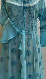 将图像加载到图库查看器中， Aidah Women&#39;s Lakhnavi Handcrafted Faux-Georgette Chikankari  Anarkali Dress - HONC038987
