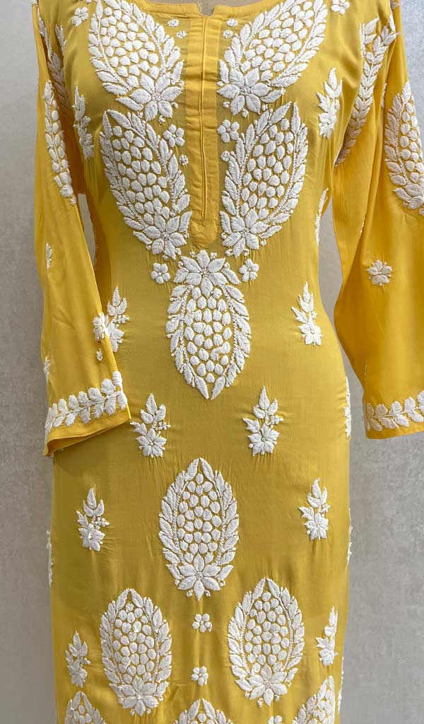 Women's Lucknowi Handcrafted Modal Cotton Chikankari Kurti - HONC075142