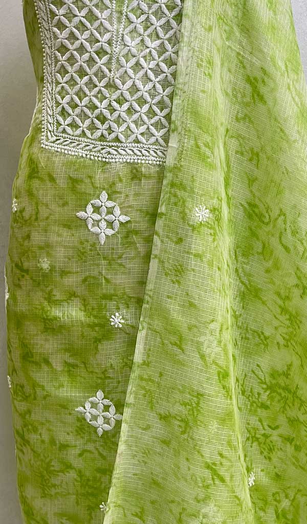 Women's Lakhnavi Handcrafted Kota Cotton Chikankari Kurta  And Dupatta Set- HONC074303