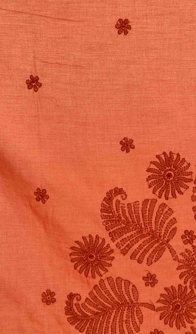 Lakhnavi 手工制作的棉质 Chikankari 桌布 - HONC041272