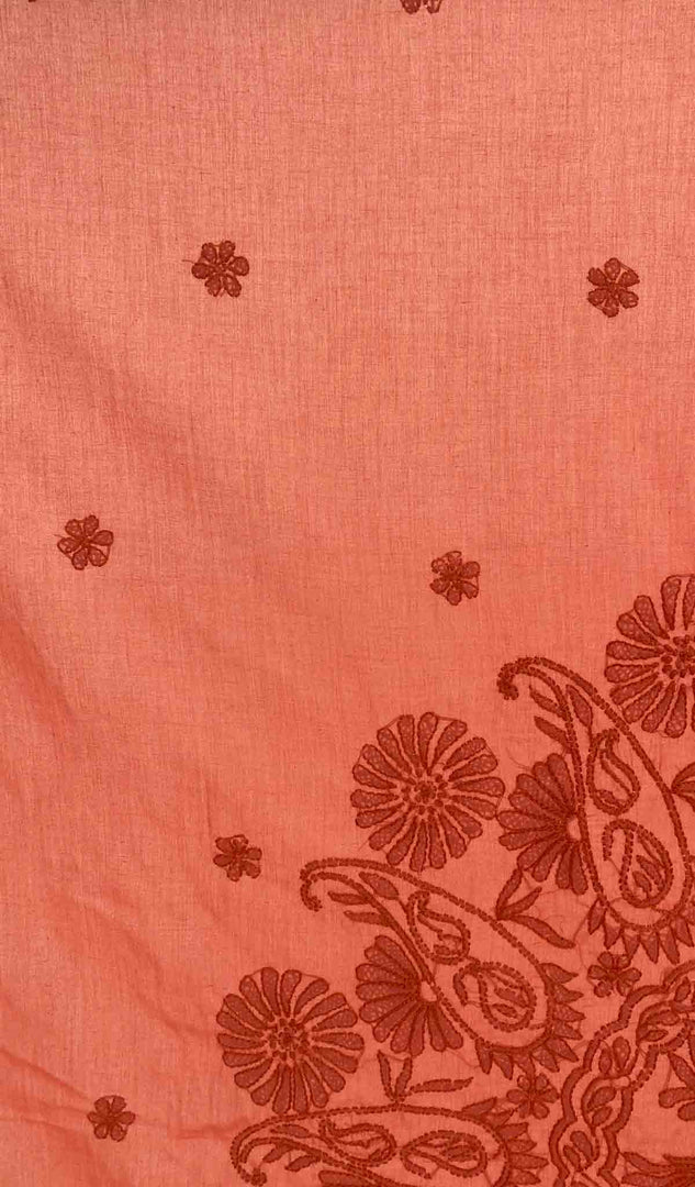 Lakhnavi 手工制作的棉质 Chikankari 桌布 - HONC041271