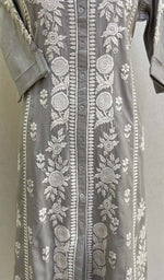 Load image into Gallery viewer, Women&#39;s Lakhnavi Handcrafted Linen Cotton Chikankari Kurti - HONC079397