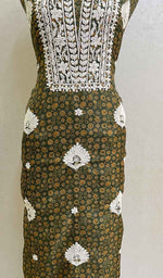 Load image into Gallery viewer, Women&#39;s Lucknowi Handcrafted Kota Cotton Chikankari Unstitched Kurti Fabric - Honc086928