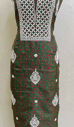 Load image into Gallery viewer, Women&#39;s Lucknowi Handcrafted Kota Cotton Chikankari Unstitched Kurti Fabric - Honc086930
