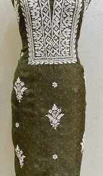 Load image into Gallery viewer, Women&#39;s Lucknowi Handcrafted Kota Cotton Chikankari Unstitched Kurti Fabric - Honc086922
