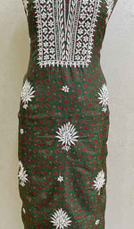 Load image into Gallery viewer, Women&#39;s Lucknowi Handcrafted Kota Cotton Chikankari Unstitched Kurti Fabric - Honc086927