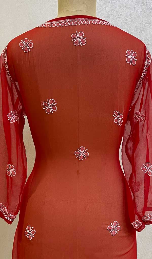 Women's Lakhnavi Handcrafted  Faux-Georgette Chikankari Top - HONC093092
