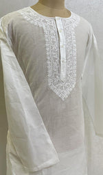 Load image into Gallery viewer, Men&#39;s Lucknowi Handcrafted Cotton Chikankari Kurta - HONC078950