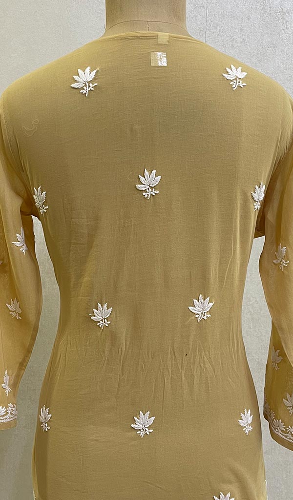 Women's Lakhnavi Handcrafted Mulmul Cotton Chikankari Top - HONC096815