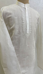 Load image into Gallery viewer, Men&#39;s Lucknowi Handcrafted Cotton Chikankari Kurta -  HONC096281
