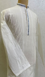 Load image into Gallery viewer, Men&#39;s Lucknowi Handcrafted Cotton Chikankari Kurta - HONC096272
