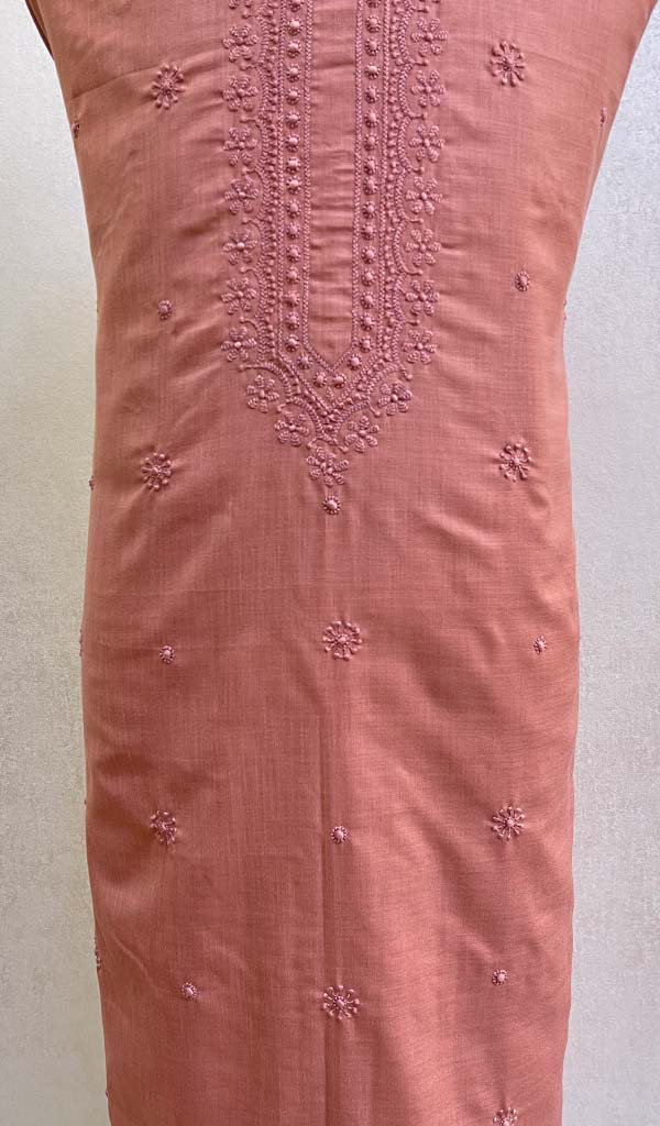 Lucknowi Handcrafted Cotton Chikankari Unstitched Men's Kurta Fabric - HONC0108807