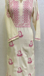 Load image into Gallery viewer, Women&#39;s Lucknowi Handcrafted Silk Chikankari Kurti - HONC0109362