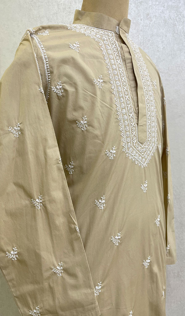 Men's Lucknowi Handcrafted Cotton Chikankari Kurta - HONC0115498