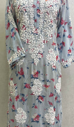 Load image into Gallery viewer, Women&#39;s Lucknowi Handcrafted Modal Cotton Chikankari Kurti - HONC0120434
