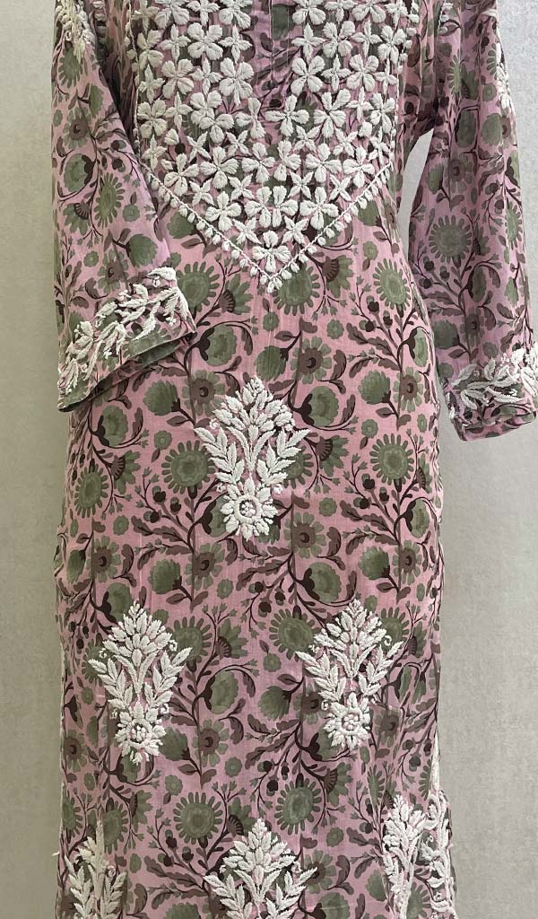 Zainish Women's Lucknowi Handcrafted Mul Cotton Chikankari Kurti - HONC0135936