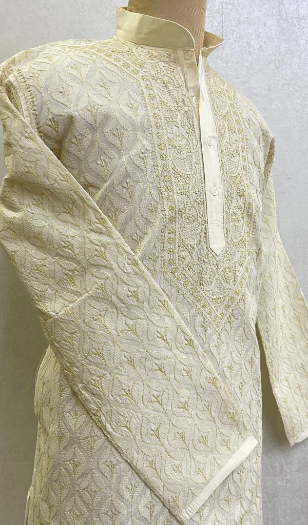 Men's Lucknowi Handcrafted Cotton Chikankari Kurta -HONC0123603
