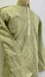 将图像加载到图库查看器中， Men&#39;s Lucknowi Handcrafted Cotton Chikankari Kurta -HONC0123562
