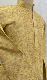 将图像加载到图库查看器中， Men&#39;s Lucknowi Handcrafted Cotton Chikankari Kurta -HONC0123556