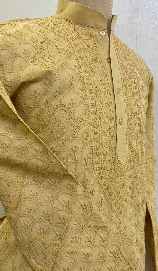Men's Lucknowi Handcrafted Cotton Chikankari Kurta -HONC0123556
