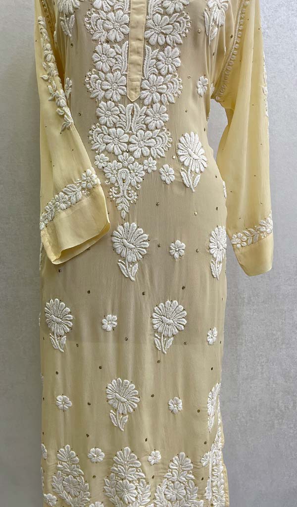 Women's Lakhnavi Handcrafted Crepe Chikankari Kurti - HONC0111648
