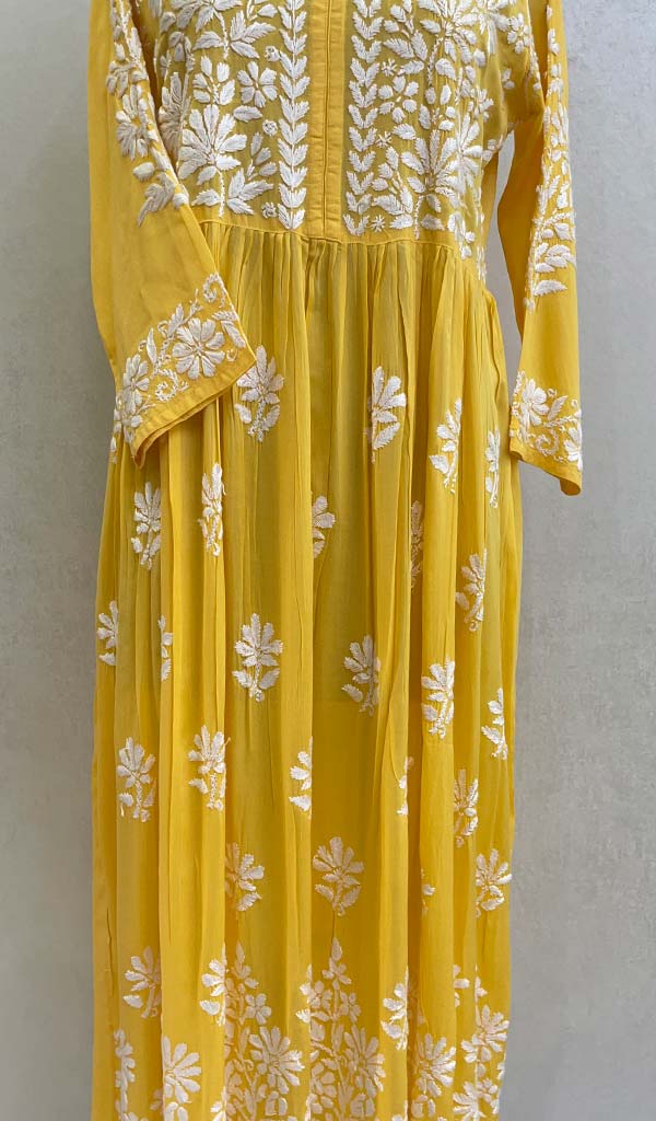 Women's Lucknowi Handcrafted Modal Cotton Chikankari Dress - HONC0121442