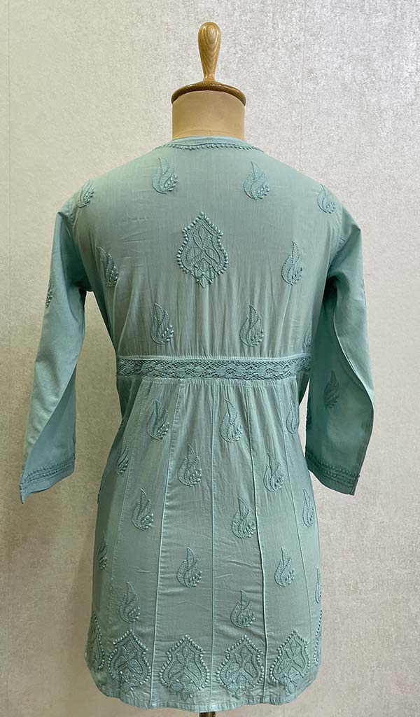 Lakhnavi 手工制作的 Chikankari 棉质上衣 - HONC0111311