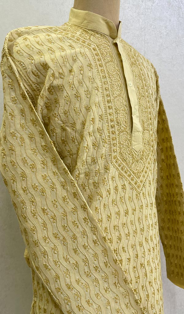 Men's Lucknowi Handcrafted Cotton Chikankari Kurta -HONC0123548