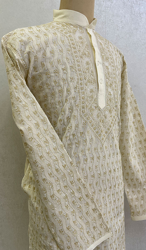 Men's Lucknowi Handcrafted Cotton Chikankari Kurta -HONC0123581