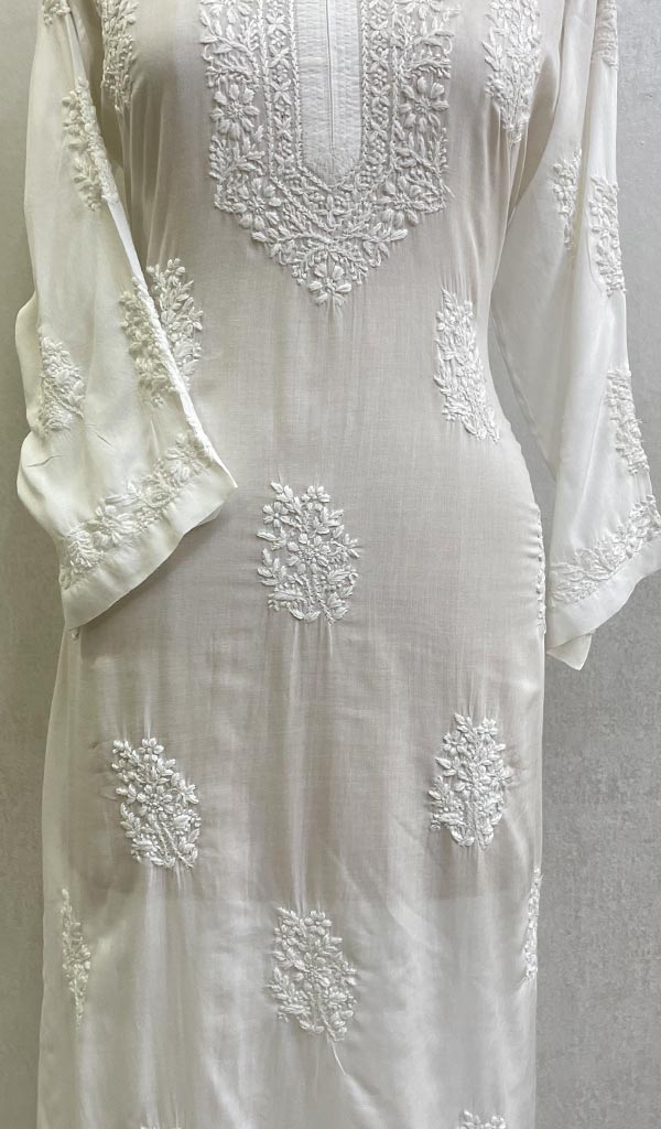 Women's Lucknowi Handcrafted Mul Cotton Chikankari Kurti - HONC0124326