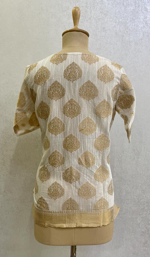 Women's Lakhnavi Handcrafted Cotton Chikankari Top - HONC082576