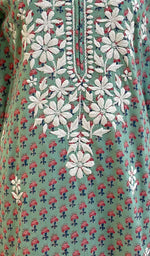 将图像加载到图库查看器中， Women&#39;s Lucknowi Handcrafted Cotton Chikankari Kaftan - HONC0125962