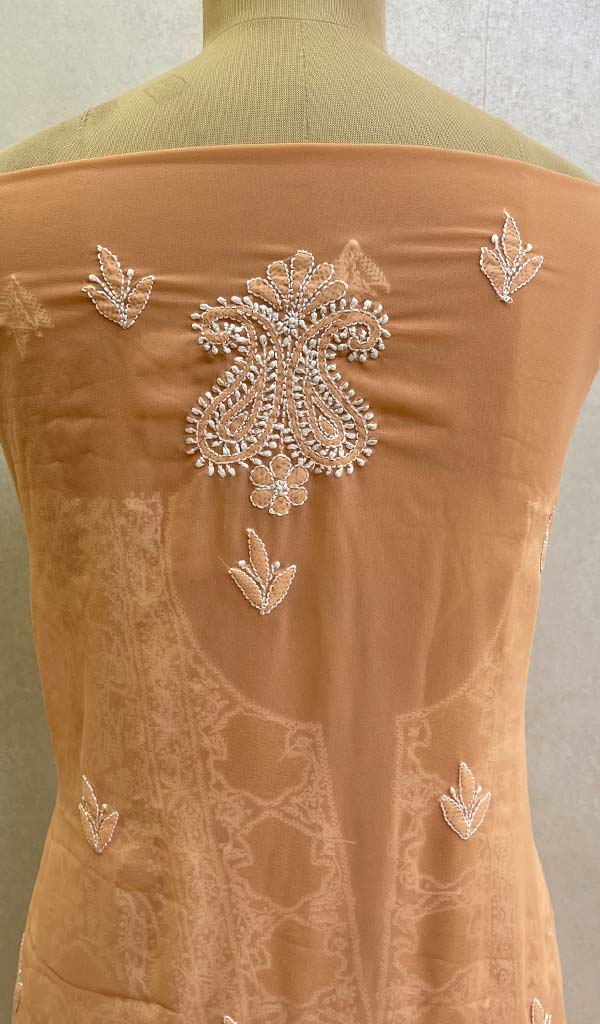Women's Lucknowi Handcrafted Faux-Georgette Chikankari Suit Material - HONC0127048