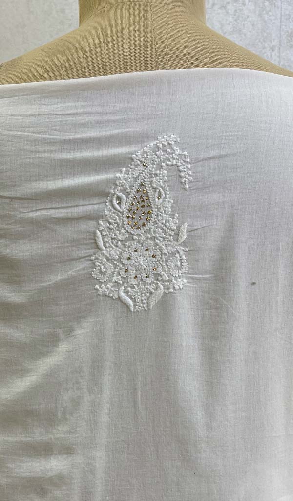 Lakhnavi 手工制作的棉质 Chikankari Kurta 和 Dupatta 套装 - Nc0465730