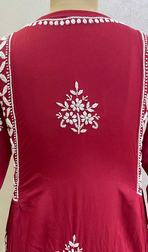 Women's Lucknowi Handcrafted Modal Cotton Chikankari Gown - HONC0122089