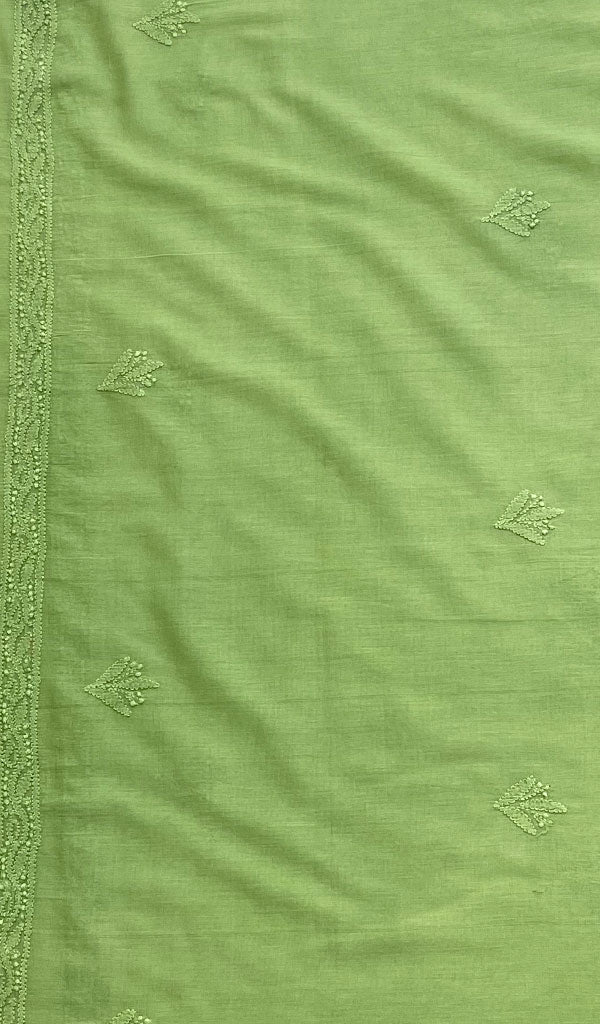 勒克瑙手工制作的棉质 Chikankari Dupatta - Honc084569